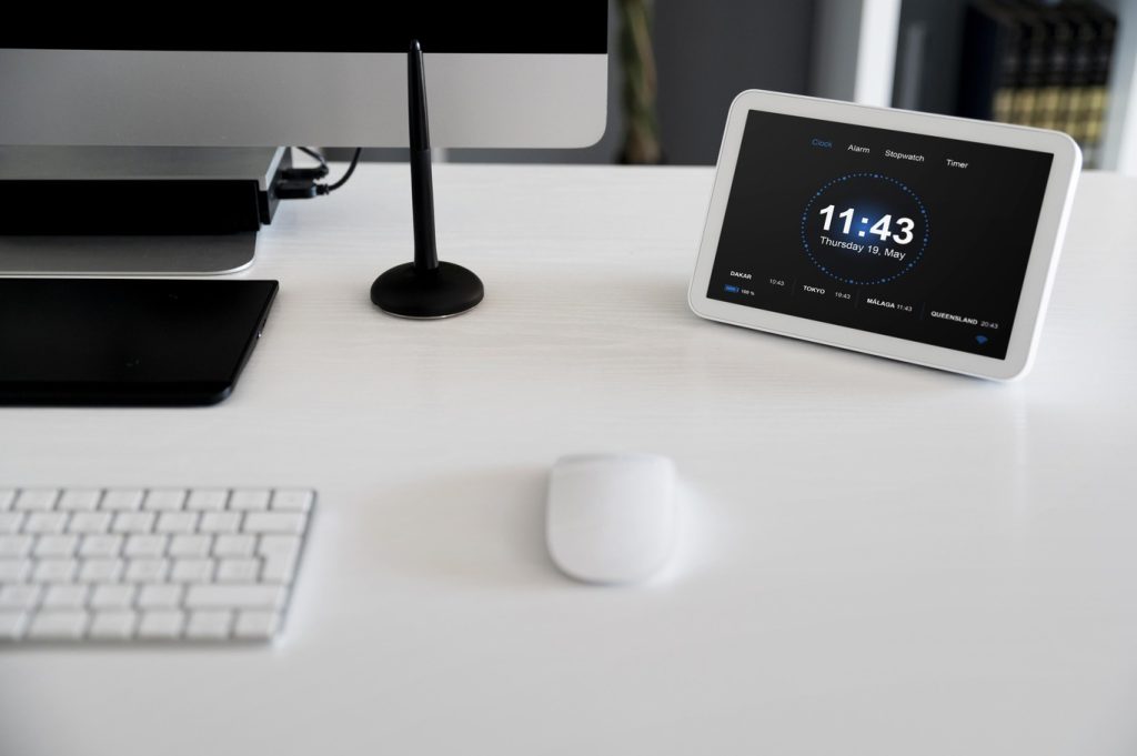 Smart home devices on desk